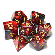 Load image into Gallery viewer, Red and Black marble dice set | 7 Piece