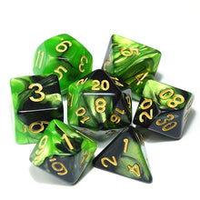 Load image into Gallery viewer, Green and Black marble dice set | 7 Piece