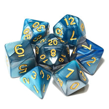 Load image into Gallery viewer, Turquoise and silver marble dice set | 7 Piece