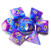 Load image into Gallery viewer, Blue and Purple marble dice set | 7 Piece