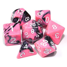 Load image into Gallery viewer, Pink and Black marble dice set | 7 Piece