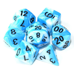 Azure White marble dice set | 7 Piece