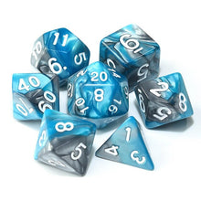 Load image into Gallery viewer, Turquoise and Gray marble dice set | 7 Piece