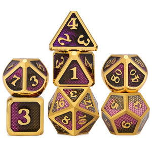 Purple and Black Gold dragon scale Metal dice set