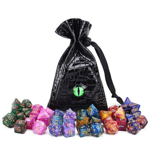 42 Piece Nebula Dice Sets with Green Dragon Eye Dice Pouch