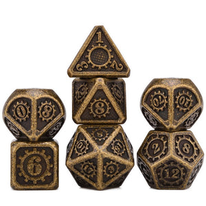 Metal Clockwork Dice Set | 7 piece