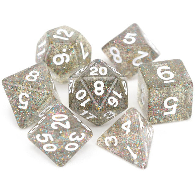 Light Brown Glitter Dice Set 7 Piece