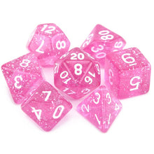 Load image into Gallery viewer, Pink Glitter Dice Set 7 Piece