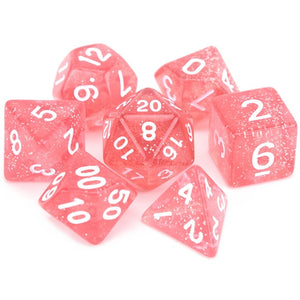 Peach Glitter Dice Set 7 Piece