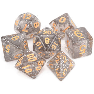 Light Gray Glitter Dice Set 7 Piece