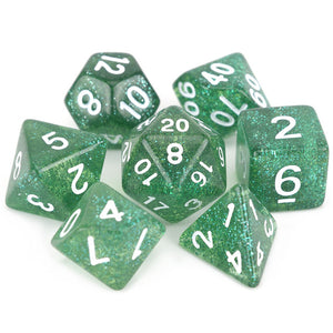 Forest Green Glitter Dice Set 7 Piece