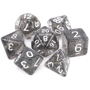 Dark Gray Glitter Dice Set 7 Piece