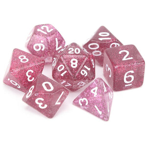 Dark Pink Glitter Dice Set 7 Piece