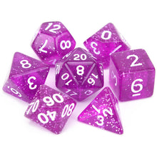 Load image into Gallery viewer, Purple Glitter Dice Set 7 Piece