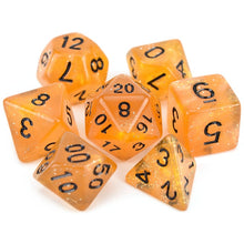 Load image into Gallery viewer, Orange Glitter Dice Set 7 Piece