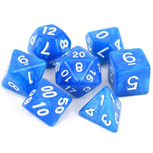 Load image into Gallery viewer, Blue Glitter Dice Set 7 Piece