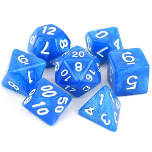 Blue Glitter Dice Set 7 Piece