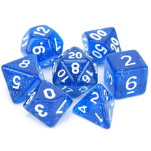 Load image into Gallery viewer, Dark Blue Glitter Dice Set 7 Piece