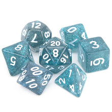 Load image into Gallery viewer, Teal Blue Glitter Dice Set 7 Piece