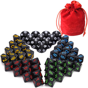 Black Opaque D10 Dice Bundle | 50 Piece