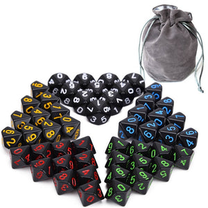 Black Opaque D10 Dice Bundle | 50 Piece