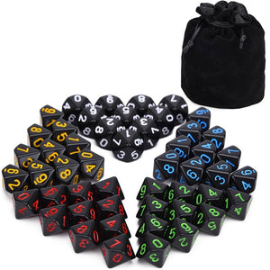 Black Opaque D10 Dice Bundle | 50 Piece