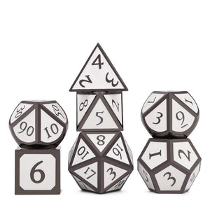 Oath of Devotion - White and Black Enamel Metal Dice Set 7 Piece