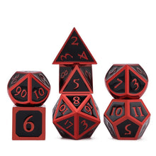 Load image into Gallery viewer, Scarlet the Mysterious - Black and Red Enamel Metal Dice Set 7 Piece