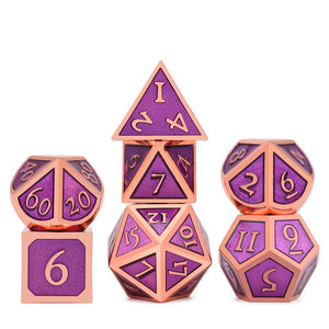 Scared Lotus - Purple and Bronze Enamel Metal Dice Set 7 Piece