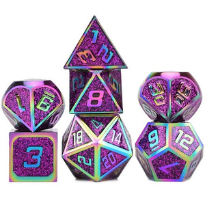 Moonlight Beam - Sparkly Purple Metal Dice Set 7 Piece