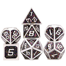 Load image into Gallery viewer, Defective Pixels - Sparkly Black Metal Dice Set 7 Piece