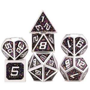 Defective Pixels - Sparkly Black Metal Dice Set 7 Piece