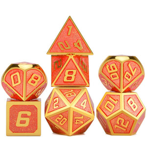 Pumpkin Pie Spice - Sparkly Orange Metal Dice Set 7 Piece