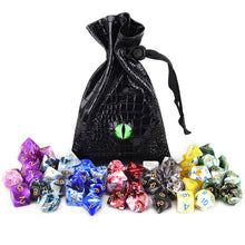 Load image into Gallery viewer, 49 pieces of Marble RPG Dice Bundle with greendragon eye dice pouch