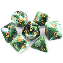 Load image into Gallery viewer, Smokey Green Marble Dice Set D