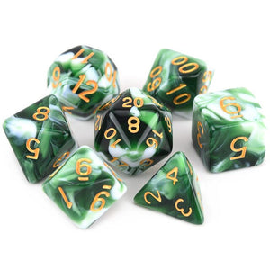 Smokey Green Marble Dice Set D