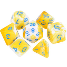 Load image into Gallery viewer, Smokey Yellow Marble Dice Set D