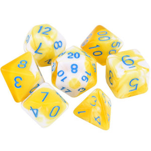 Smokey Yellow Marble Dice Set D