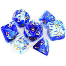 Load image into Gallery viewer, Smokey Blue Marble Dice Set D