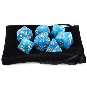 Dual Colour Marble Dice Set E | Free Dice Pouch