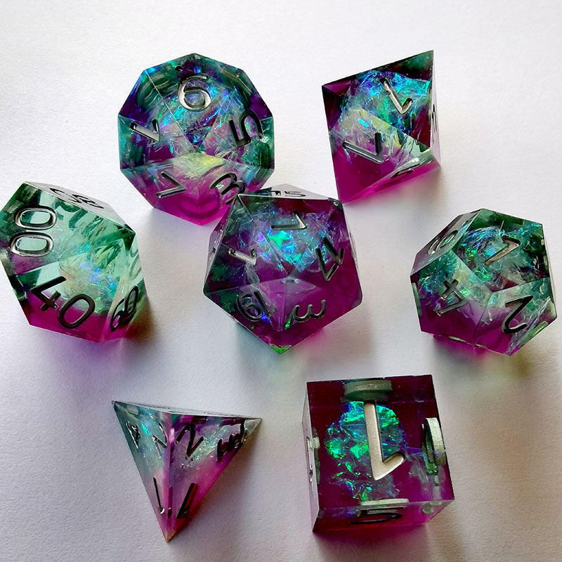 Violet Gem Resin Dice Set 7pcs