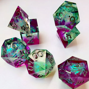 Violet Gem Resin Dice Set 7pcs