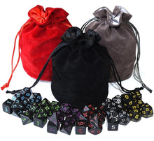 Load image into Gallery viewer, 42 pieces of Black Opaque dice bundle with dice bags