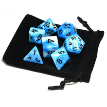 Load image into Gallery viewer, Azure White Marble Dice Set B with dice pouch