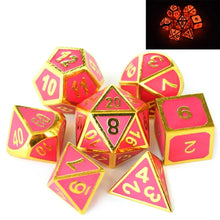 Load image into Gallery viewer, Enchanted Red Metal Dice Set in the light | 7 piece