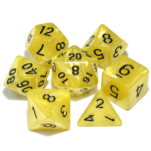 Bumble Bee Swirl Pearl Dice Set with Black Font