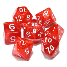 Load image into Gallery viewer, Ruby Swirl Pearl Dice Set with White Font