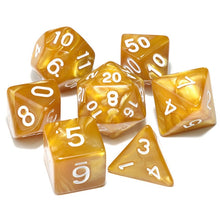 Load image into Gallery viewer, Medallion Swirl Pearl Dice Set with White Font