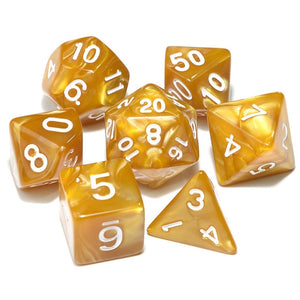 Medallion Swirl Pearl Dice Set with White Font