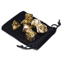 Load image into Gallery viewer, Coffee Milky White Marble Dice Set A with dice pouch